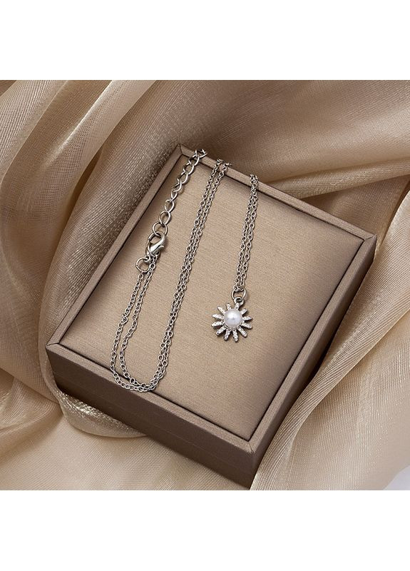 Ніжний жіночий кулон з ланцюжком Квітка з перлиною, кулончик Ромашка ( ) China (366874535)