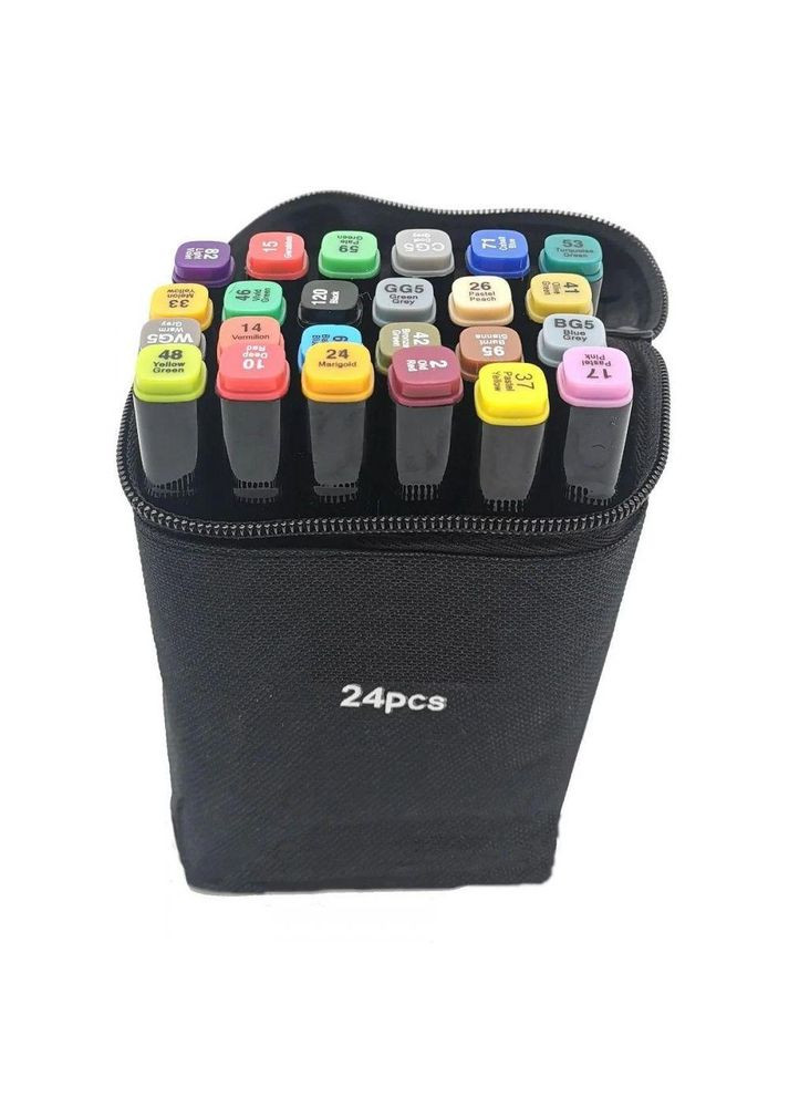 Набор маркеров для скетчинга 24 цветов для рисования на спиртовой основе двусторонние. Touch (280941367)