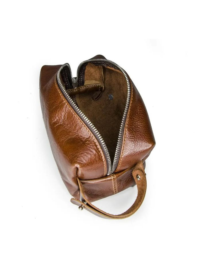 Мужская косметичка несесер кожаная 802623 коньячная маленькая Grande Pelle (329150530)