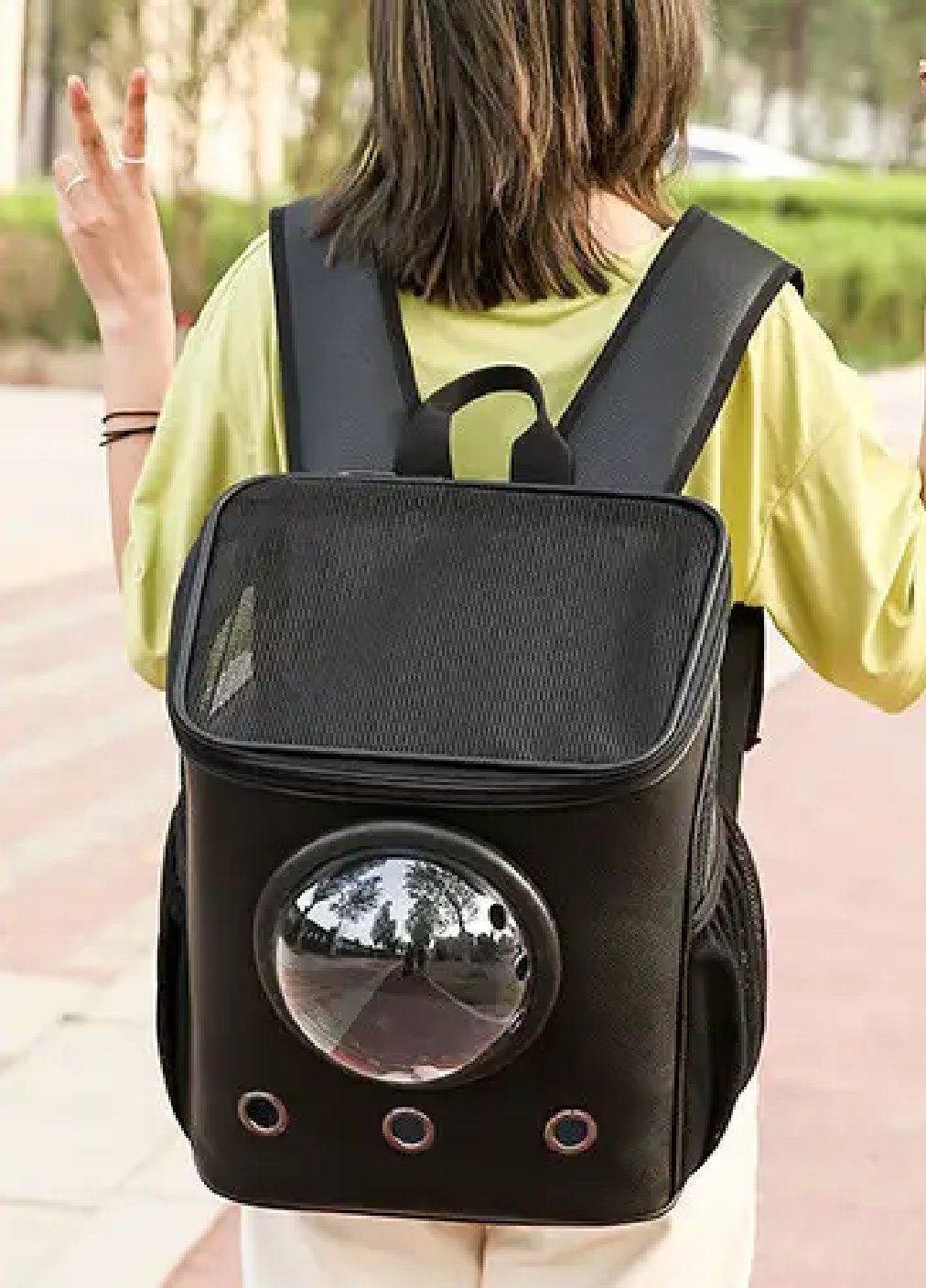 Рюкзак сумка переноска для животных кошек собак с иллюминатором вентиляцией подстилкой 36х29х25 см (477197-Prob) Черный Unbranded (295438361)