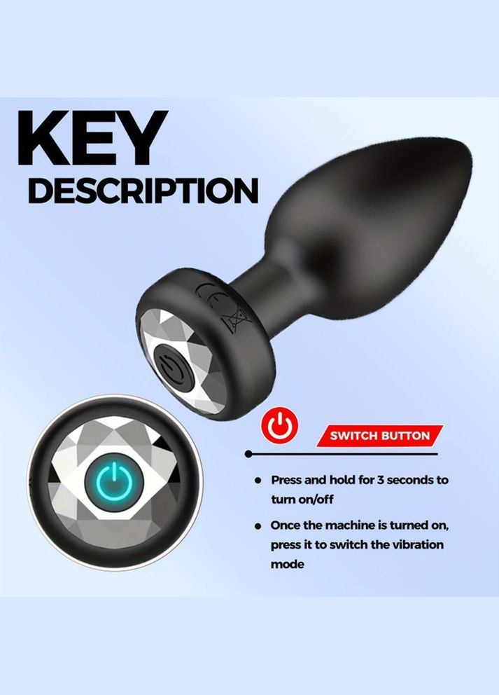 Анальна пробка з 10 режимами, дистанційним керуванням, силіконова, USB-зарядка, тиха і потужна No Brand (344547753)