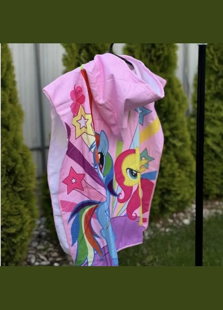 Пончо для розового цвета полотенце с рисунком. Детское полотенце-пончо с капюшоном. No Brand (345064729)