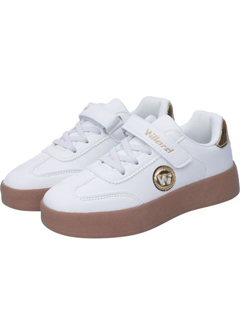 Белые детские кеды для девочки — белые с золотисто-коричневыми вставками, стиль и комфорт каждый день No Brand