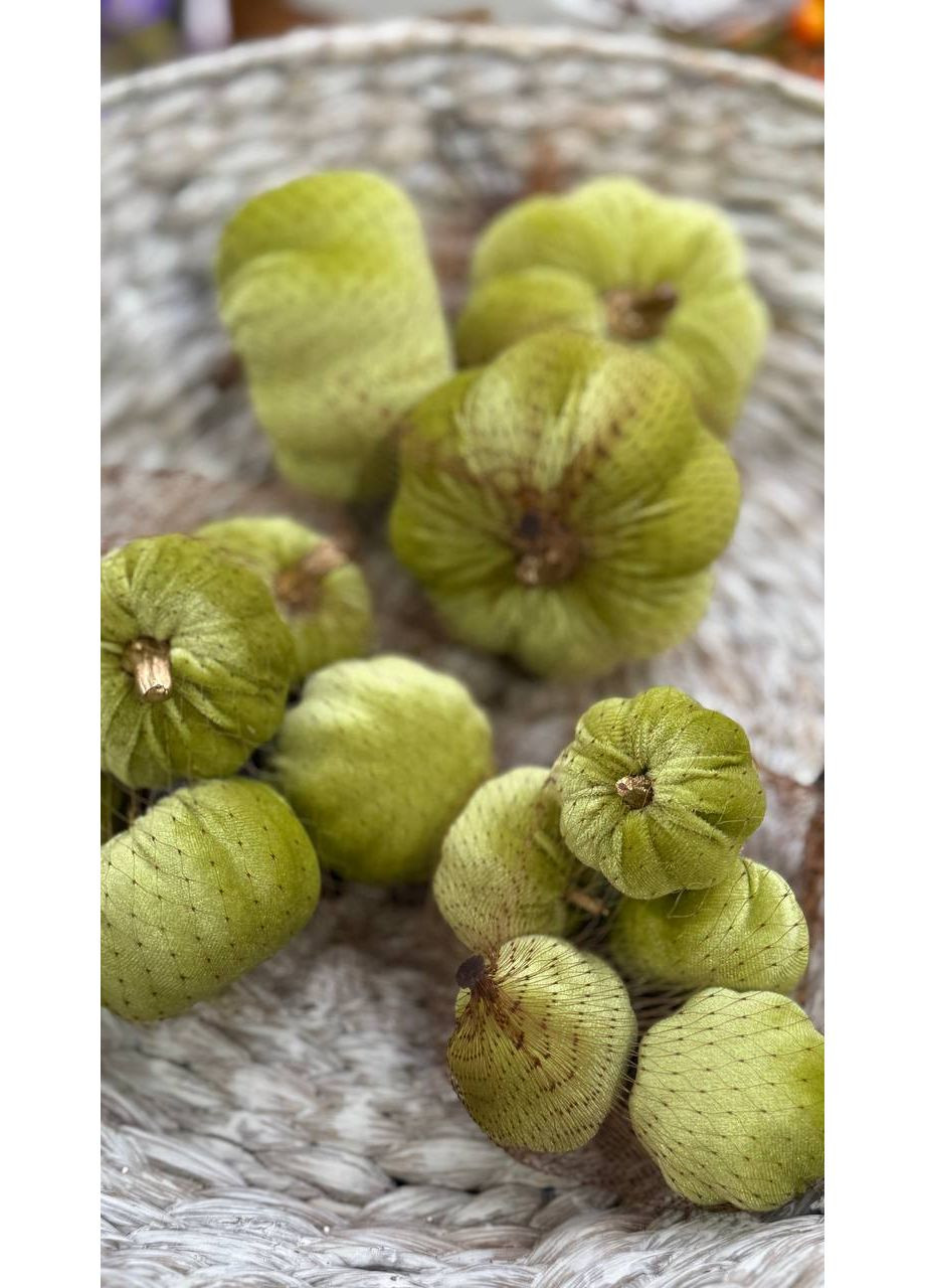 Набор (3 шт) декоративных тыкв в сетке D9*7см, цвет - салатовый Home Decor (356103923)