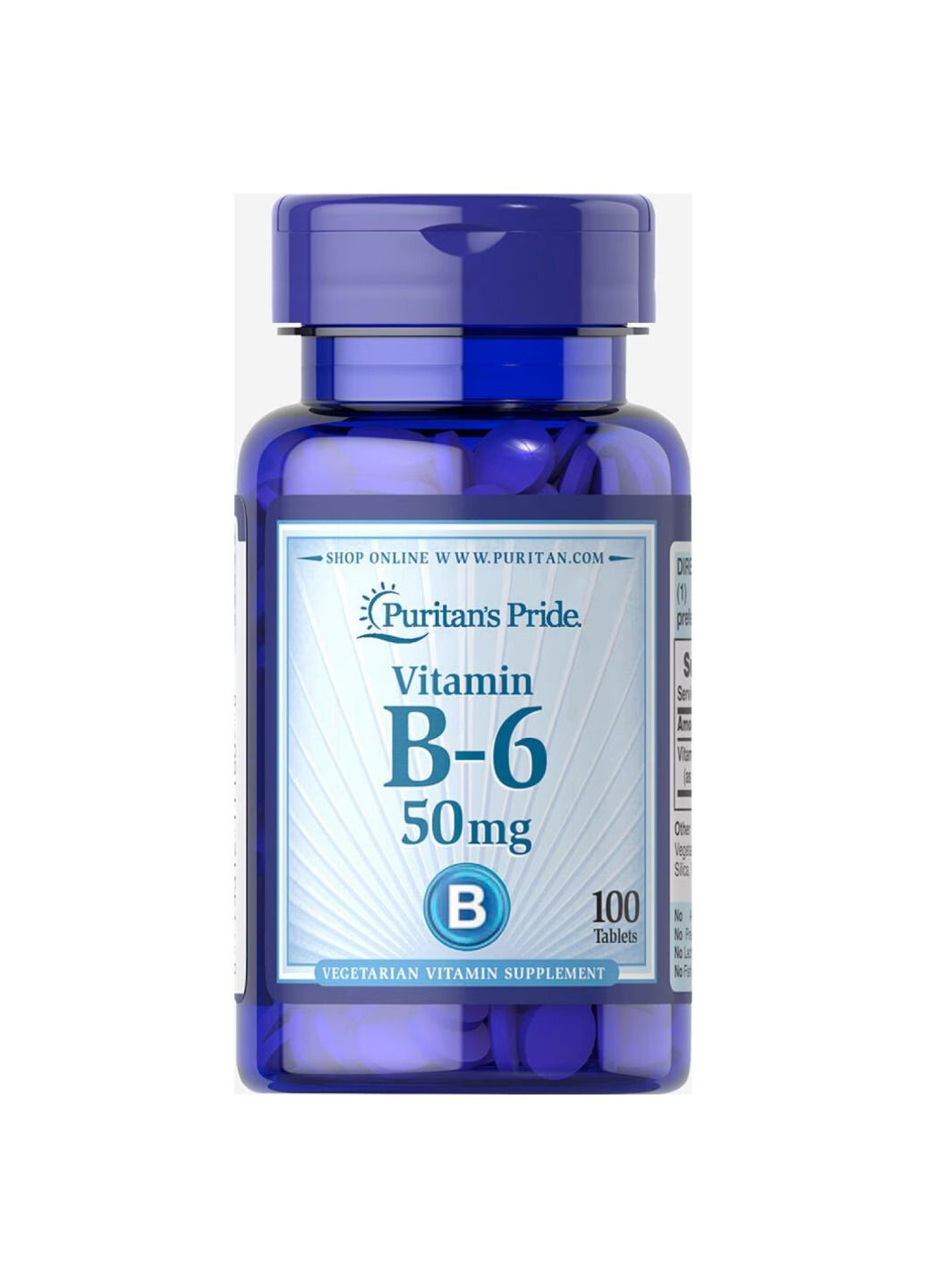 Комплекс вітамінів Vitamin B-6 (Pyridoxine Hydrochloride) 50 mg - 100 tabs Puritans Pride (297582132)