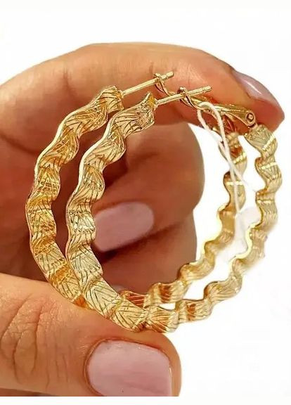 Позолочені Сережки-Кільця д.4см, Позолота No Brand (345741993)