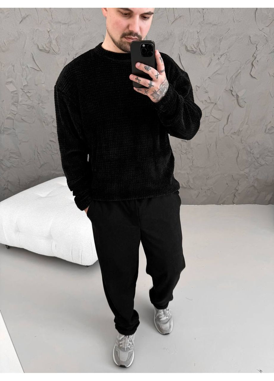 Черный демисезонный стильный мужской свитер Vakko
