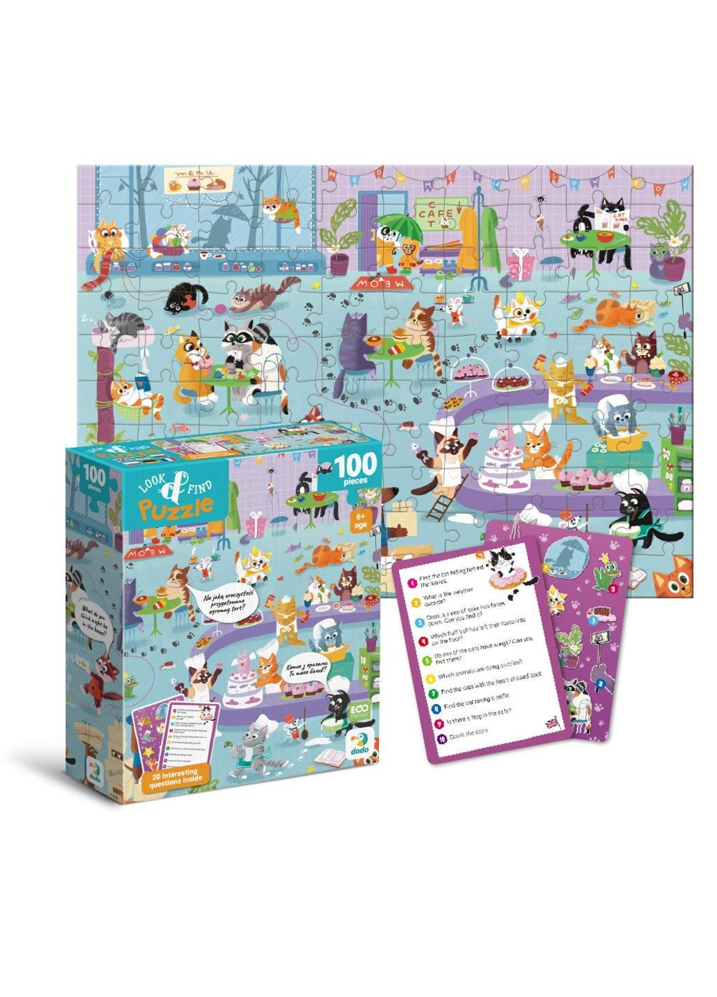 Пазл Look and Find Котяче кафе, 100 дет Dodo (364119725)