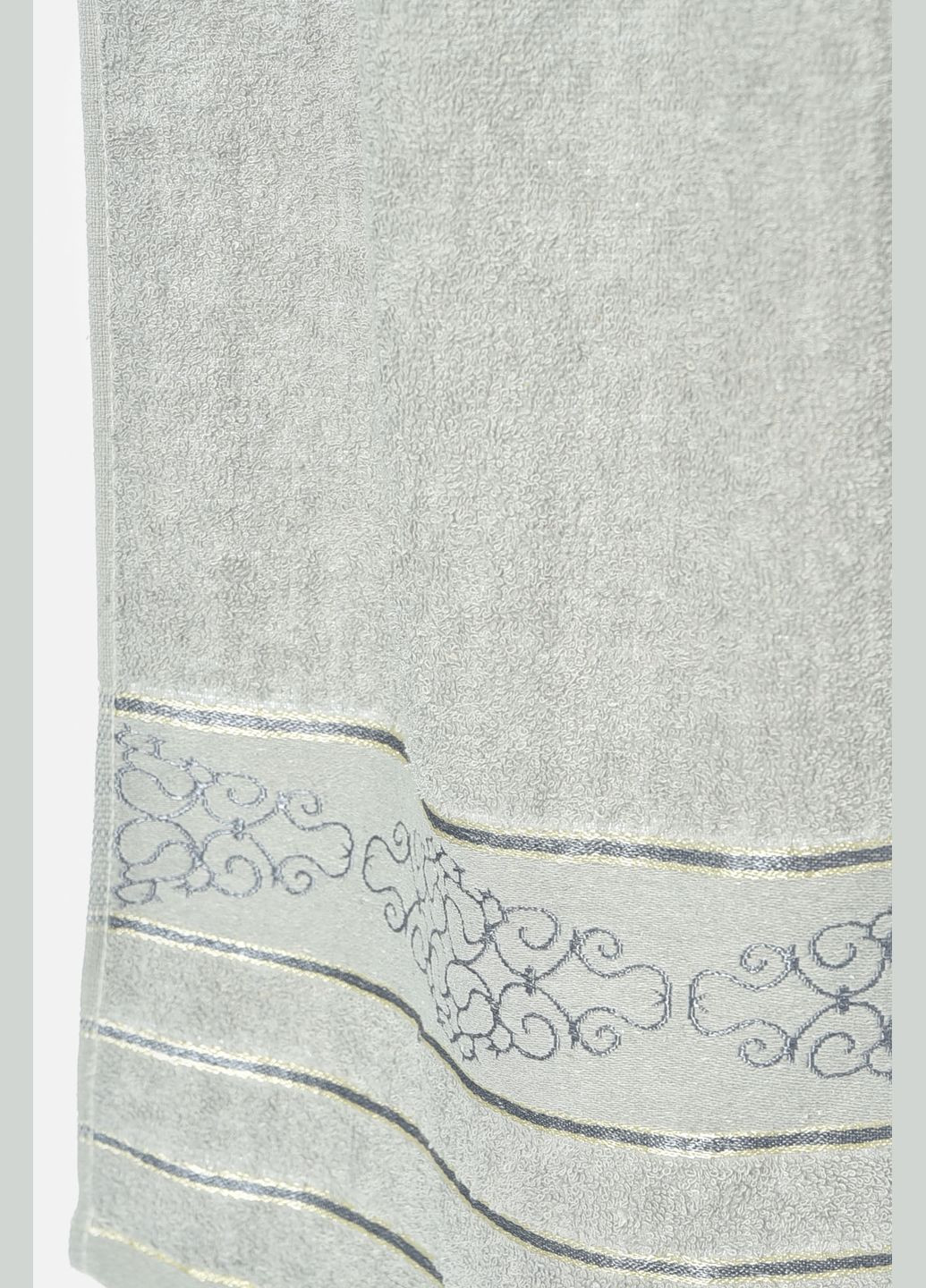 Полотенце банное махровое серого цвета Let's Shop цветочный серый