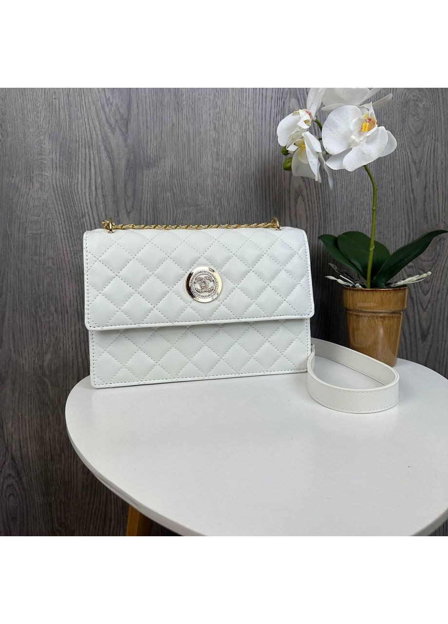 Міні сумочка через плече біла стьобана з ланцюжком екошкіра ProDobro (363258827)