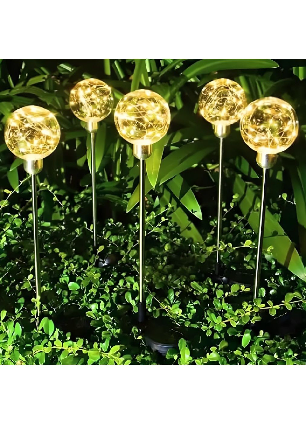 Комплект садовых светильников фонарей шаров на солнечной батарее с теплым белым светом 70 см 20 LED 4 штуки (480701-Prob) Unbranded (340711352)