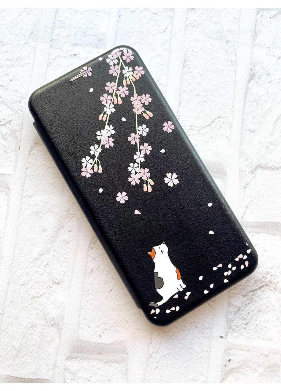 Чохол-книжка з малюнком для Samsung Galaxy A32 5G Чорний:: Котик і сакура (принт 283) G-Case (360704476)