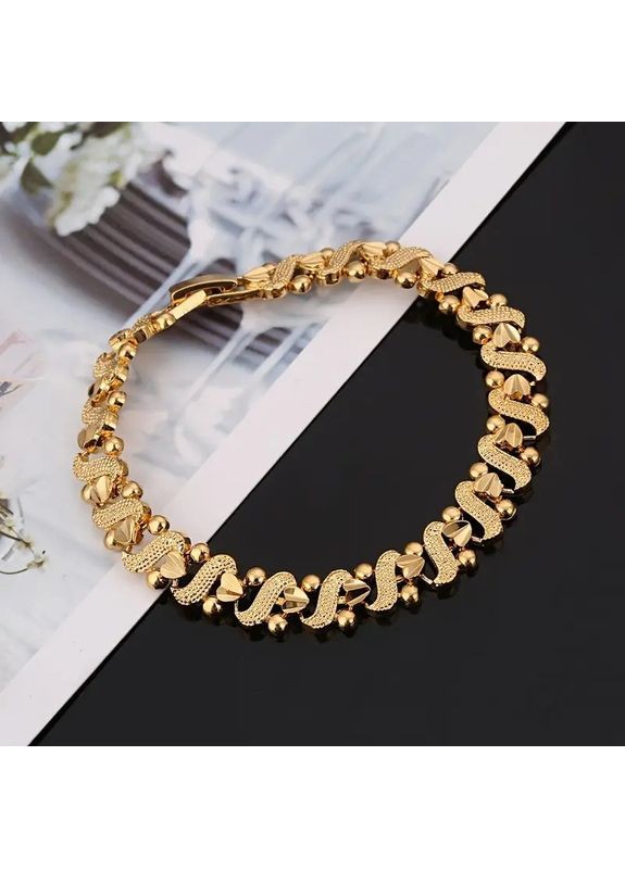 Браслет женский золотисто в стиле бохо покрытие 24K золотом 9 мм 19 см Liresmina Jewelry (368854797)