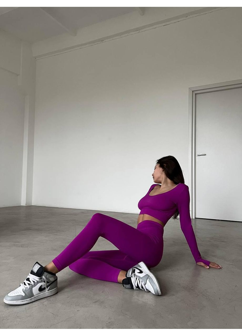 Фітнес костюм жіночий ПУШ АП / Безшовний жіночий фітнес костюм фуксія з лосинами / Жіночий спортивний костюм фуксія No Brand (367102228)