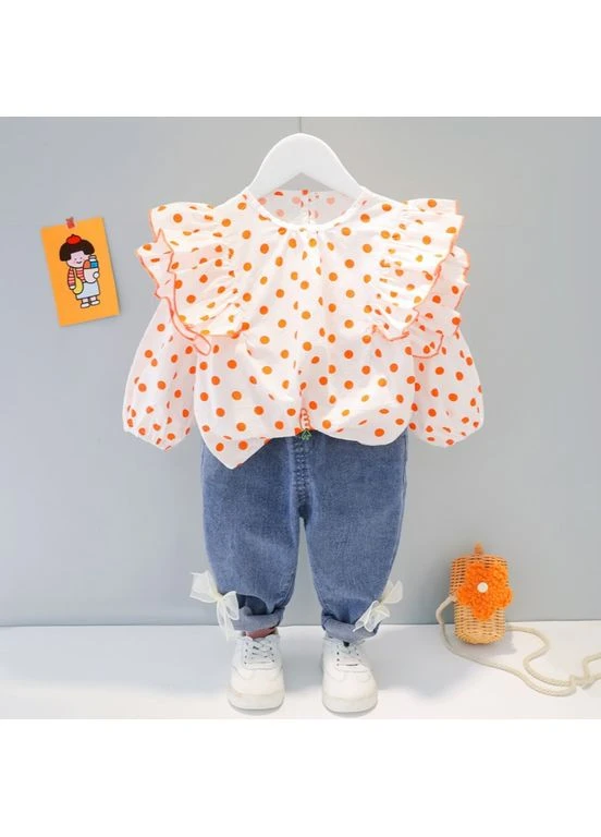 Помаранчевий демісезонний костюм дитячий двійка в горошок xbr kids ( 90см) 2 роки Diana Textile