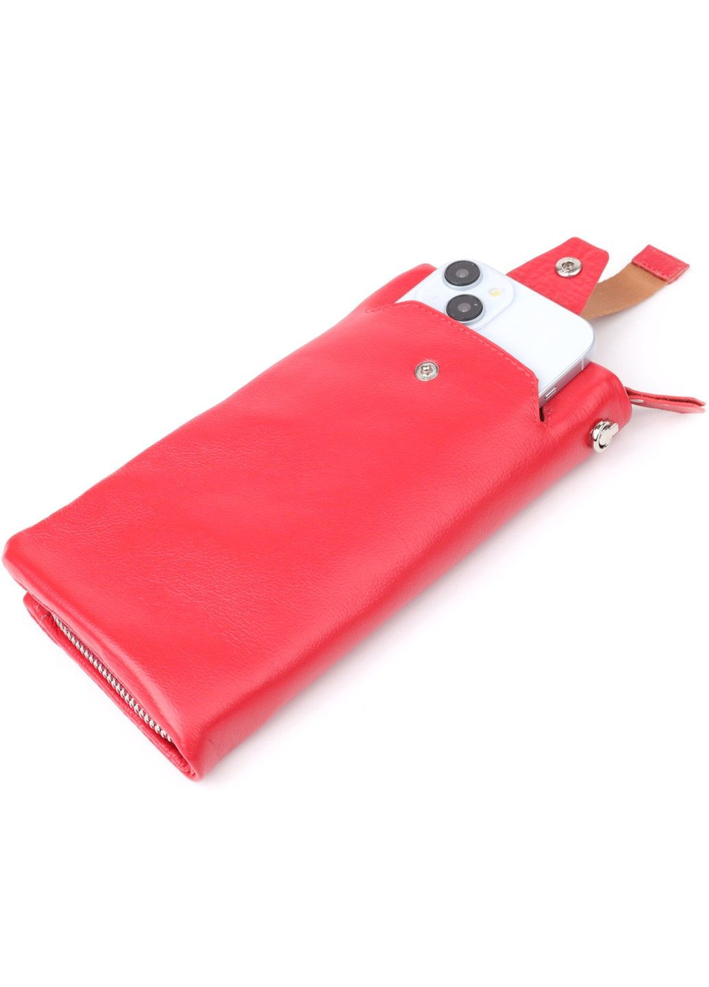 Практичний жіночий гаманець-клатч із відділенням під телефон із натуральної шкіри 21300 Червоний st leather (330642773)