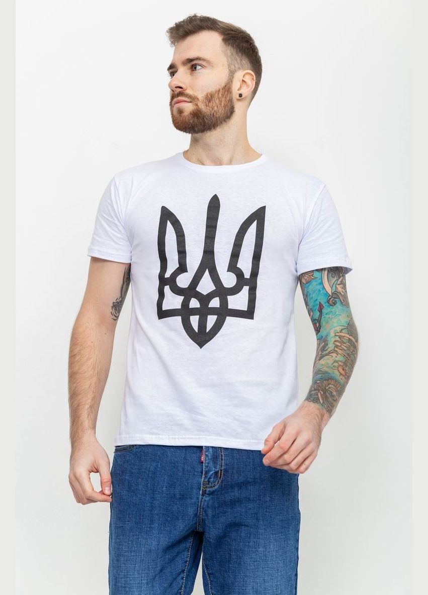 Біла футболка чоловіча тризуб, колір чорно-білий, Ager