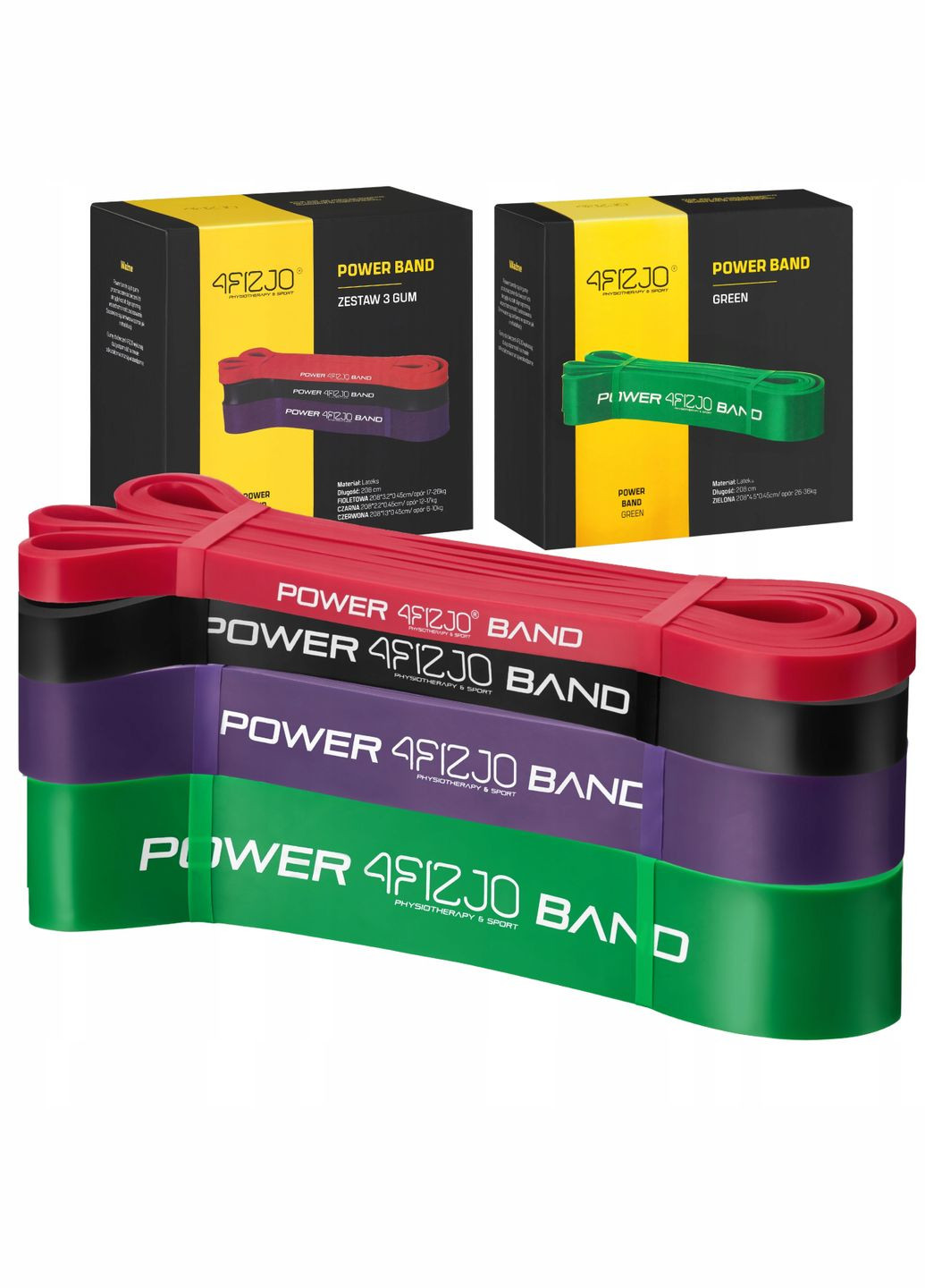 Еспандерпетля Power Band 6-36 кг (резина для фітнесу і спорту) набір 4 шт 4FIZJO 4fj0063 (275653943)
