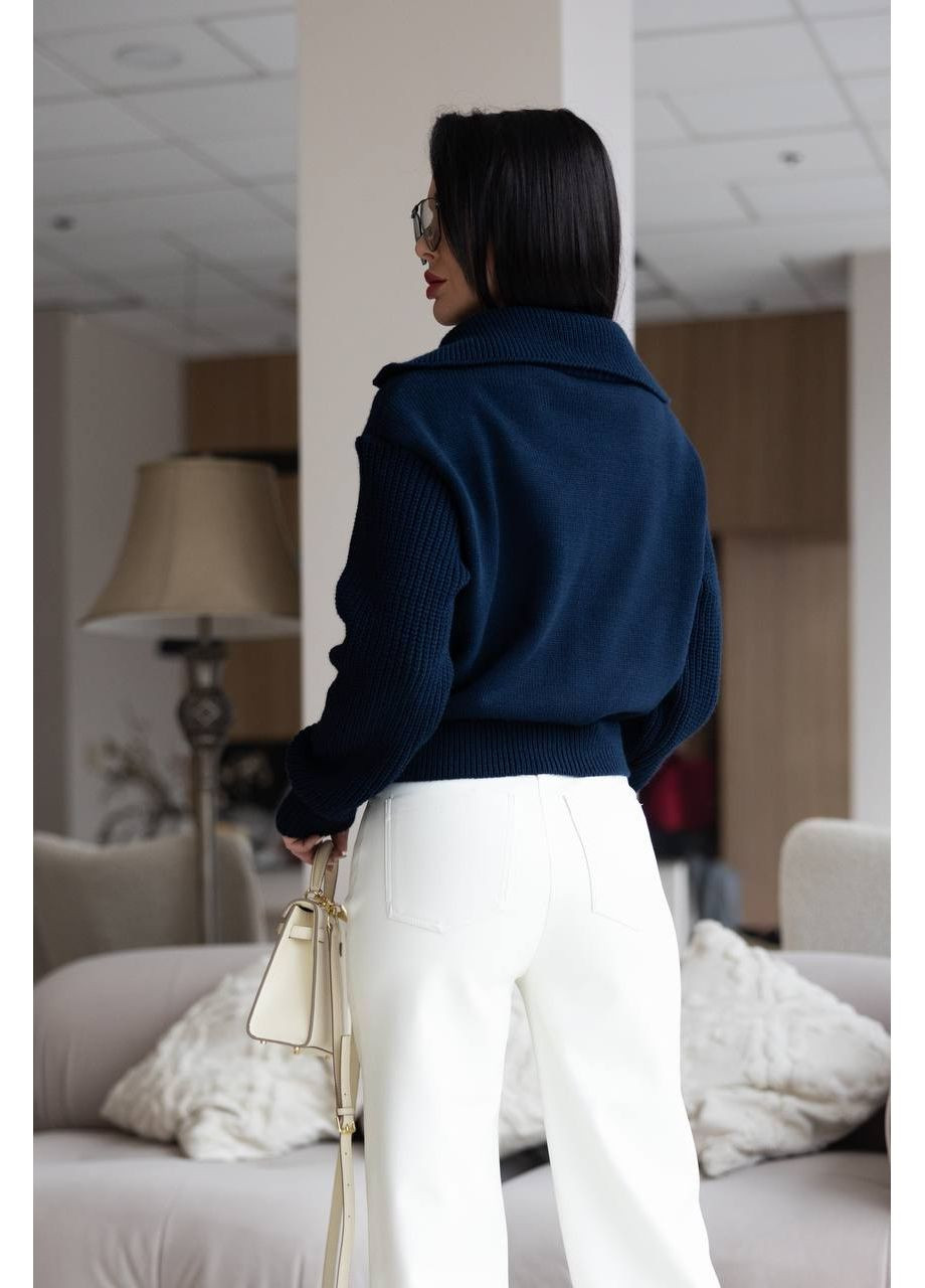 Синий демисезонный свитер женский Україна