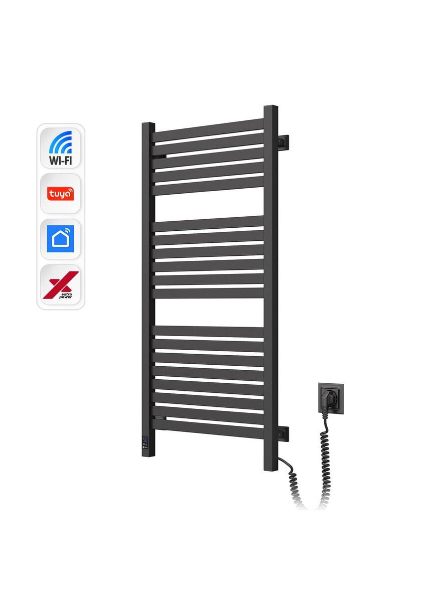 Рушникосушка електрична Авангард Х, 1000х480х71мм, Wi-Fi, сталь, чорний муар, праве підключення Navin (370616017)
