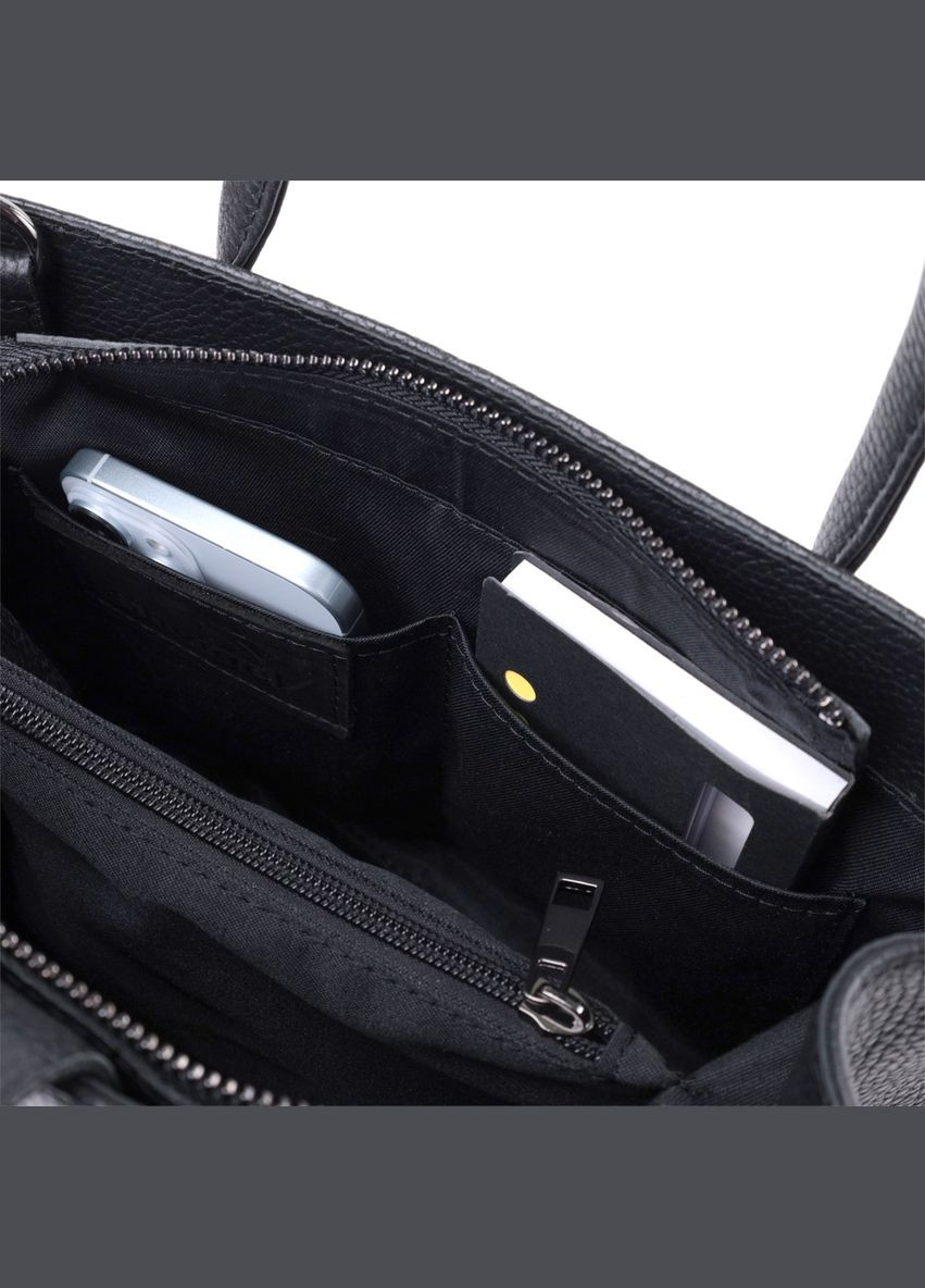 Великолепная женская сумка с двумя ручками из натуральной кожи 22829 Черная Shvigel (331906470)