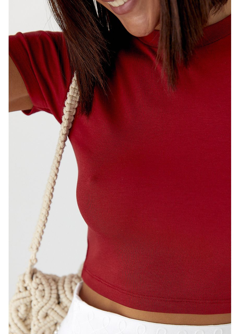 Однотонная футболка Massimo Dutti - темно-красный цвет Lurex - (353306189)