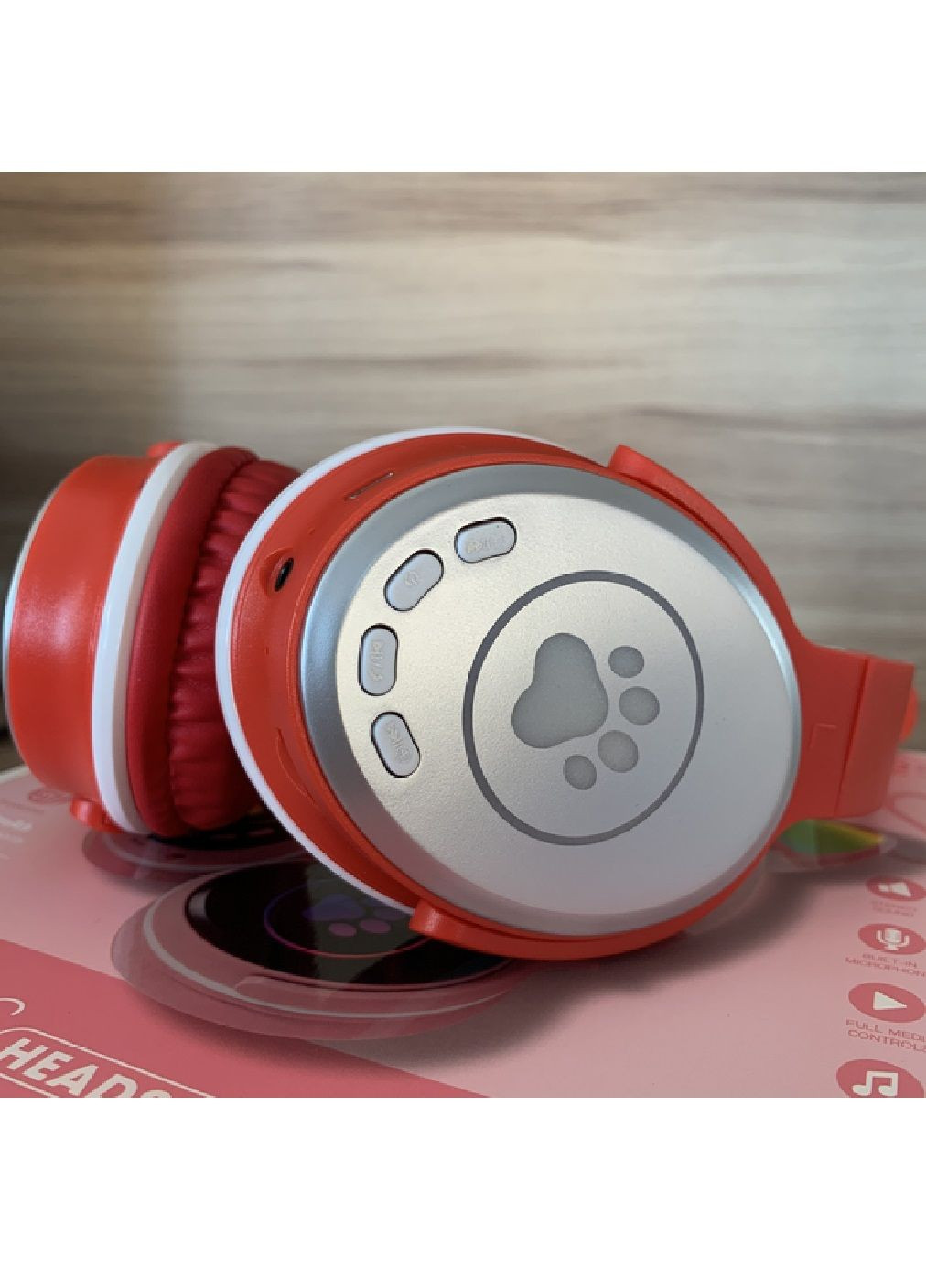 Бездротові складні акумуляторні Bluetooth навушники з котячими вушками мікрофоном (478394-Prob) Червоні Unbranded (304936797)