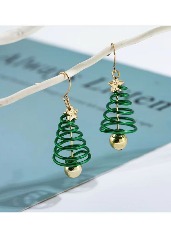 Серьги елки новогодние No Brand (369378784)