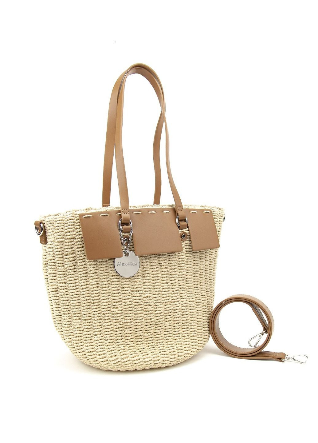 Сумка містка жіноча плетений літній шоппер бежевий Italy RoyalBag F-IT-2101B (331532800)