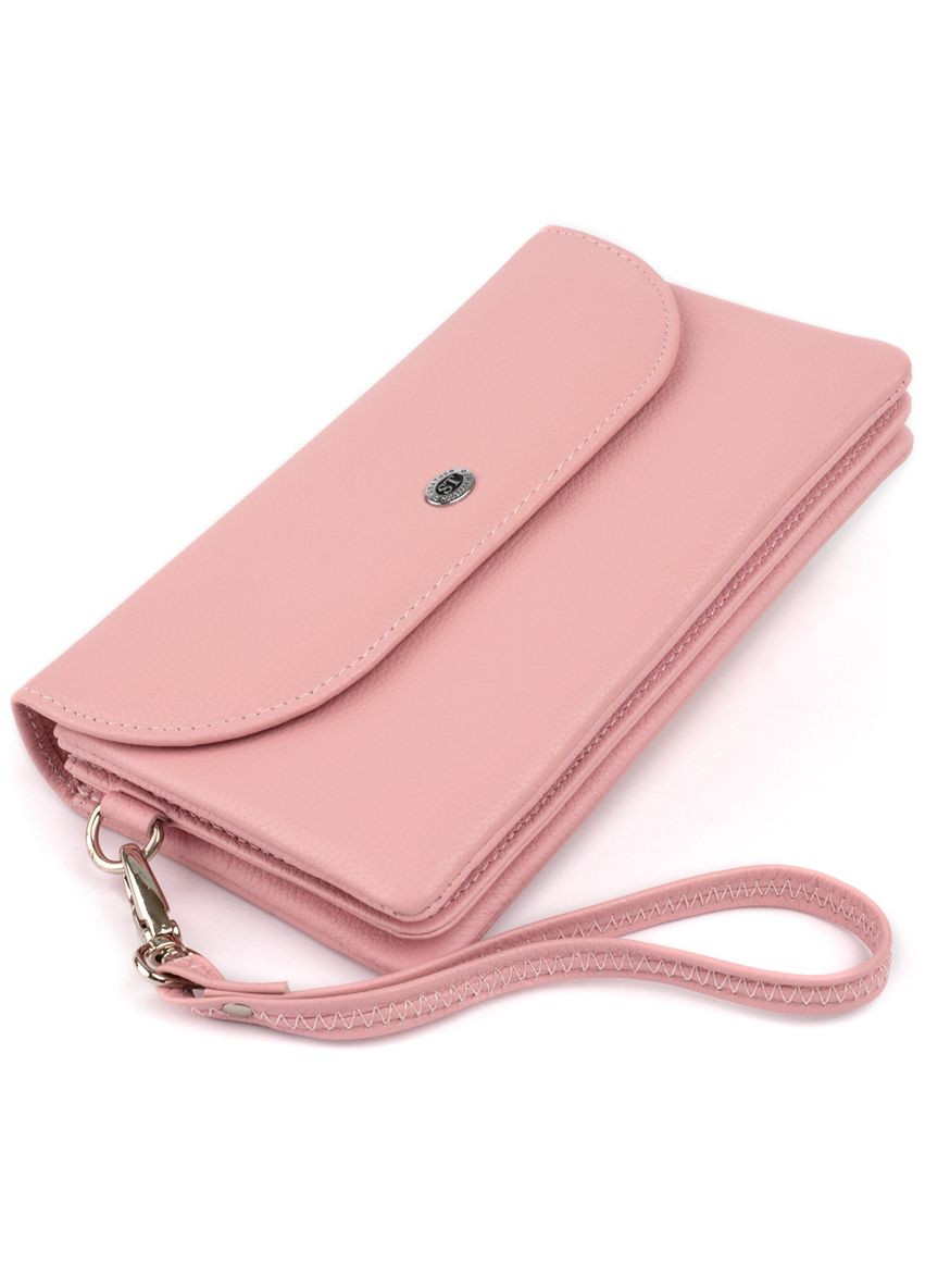 Клатч зі шкіри жіночий рожевий 19х9,5х2,5 см 19323 st leather (329198545)