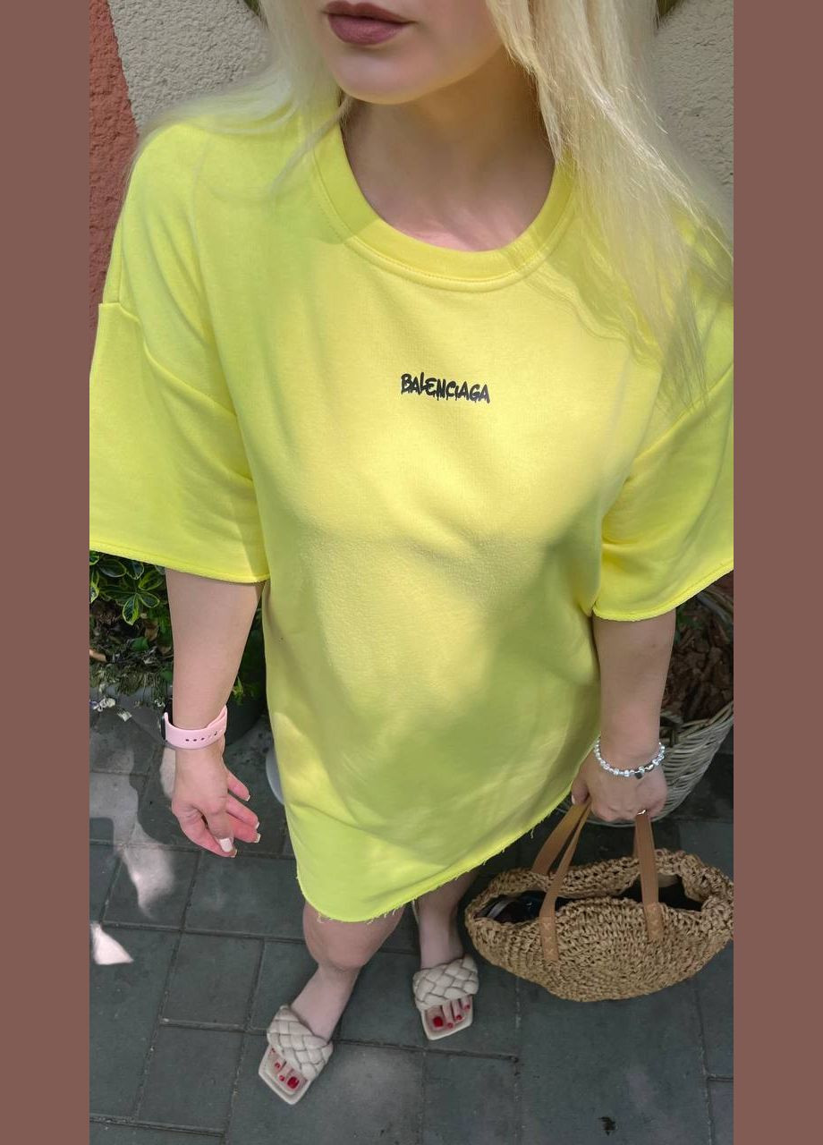 Жовтий повсякденний жіноча сукня-туніка в стилі оверсайз MonCher