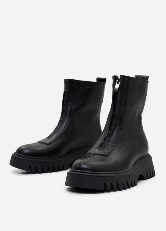 Осенние высокие черные ботинки с передней молнией ISSA PLUS