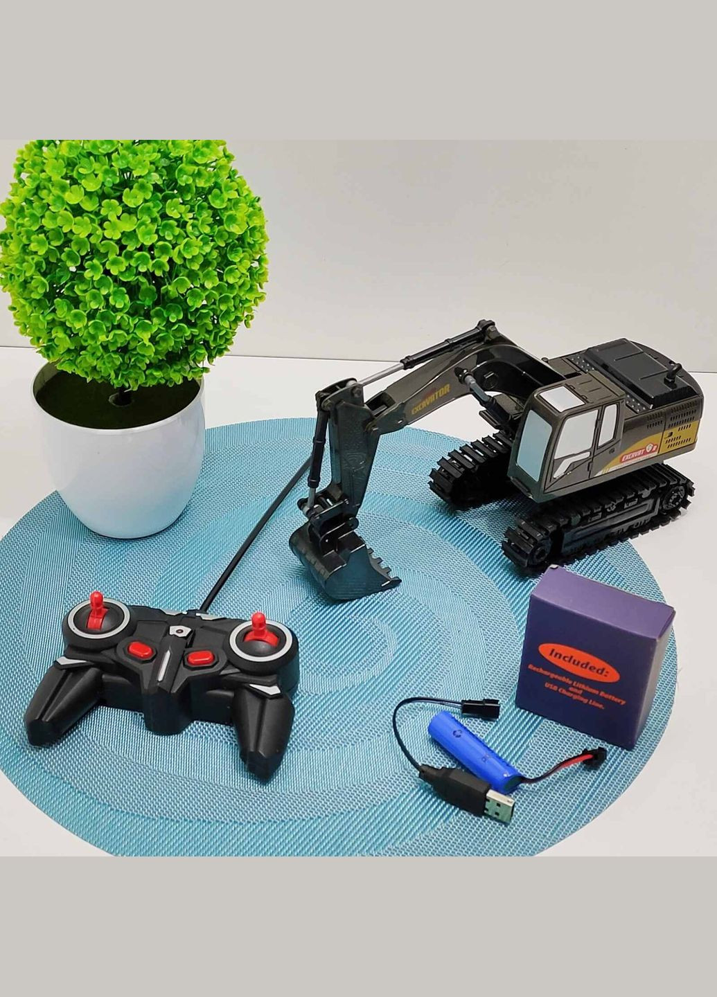 Екскаватор гусеничний на радіокеруванні з підсвічуванням та звуком Чорний (700-C2) No Brand (302215483)