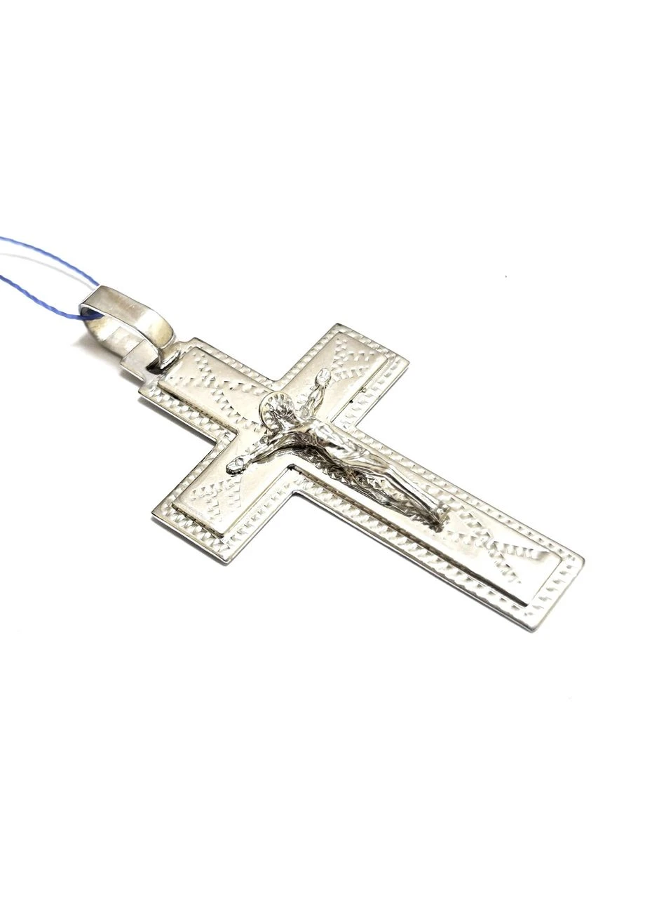 Серебряный родированный прямой крест мужской с огранкой, 7.3 гр Gold Master (394584199)