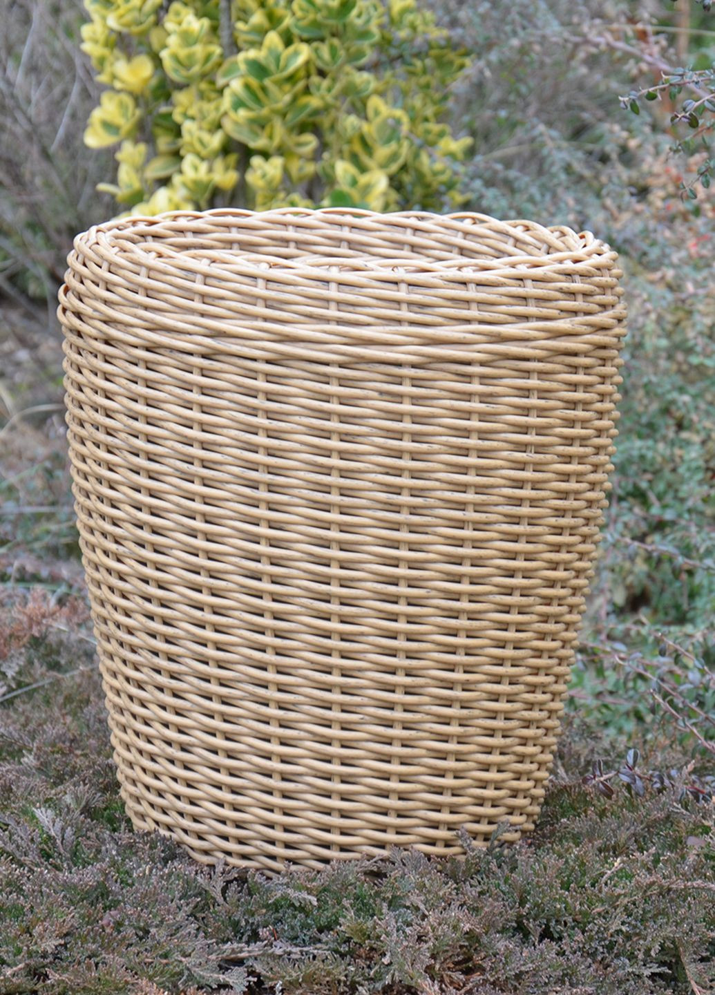 Кашпо высокое 16 литров (горшок для цветов и растений),Вазон из искусственного ротанга ручной работы. Цвет Светлое дерево Handmade (329193730)