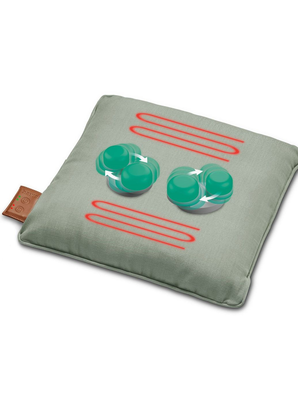 Масажна подушка для плечей, шиї, спини, ніг, літій- іонний акум., змінний чохол, сірий Beurer (315349647)