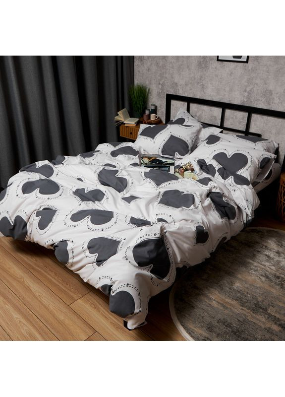 Комплект постельного белья Бязь Gold Люкс King Size 220x240 наволочки 4х50х70 (MS-820009348) Moon&Star Grey Love (356116409)