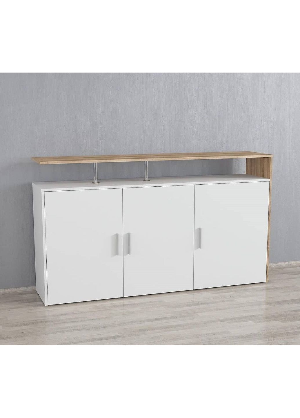 Комод Тумба під ТВ c полицями і відсіками I-087 Дуб Сонома - Білий No Brand (371910322)