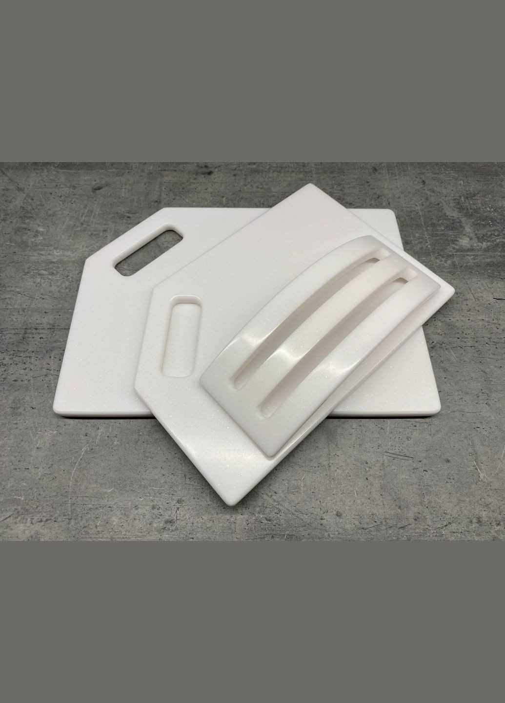 Набір кухонних дошок на підставці зі штучного акрилового каменю Silver White 2 шт No Brand (323013534)