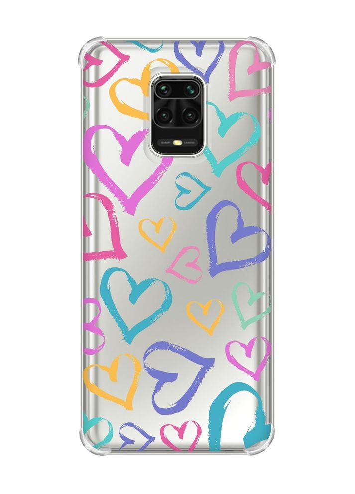 Чохол з потовщеними кутами на Xiaomi Redmi Note 9 Pro/ 9S/ 9 Pro Max:: Різнокольорові сердечка (принт 332) Creative (360662200)