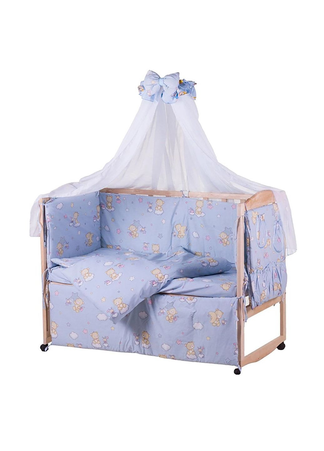 Постельный комплект в кроватку цвет голубой ЦБ-00249615 Qvatro (292630104)