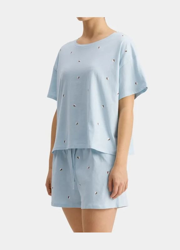 Голубая всесезон женская пижама nlp футболка + шорты Atlantic