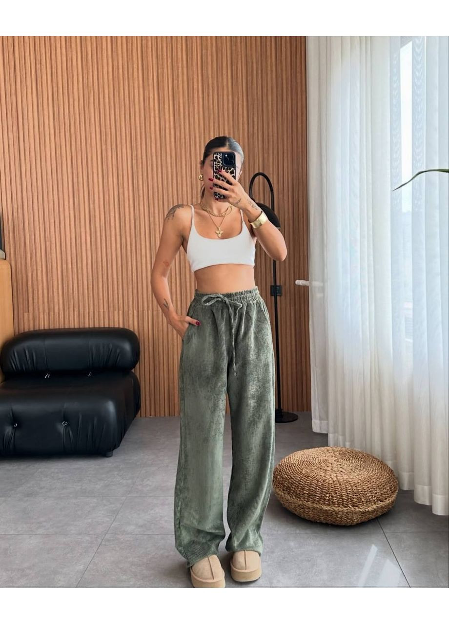 Жіночі брюки палаццо в стилі оверсайз з мікровельвету MonCher (349453357)