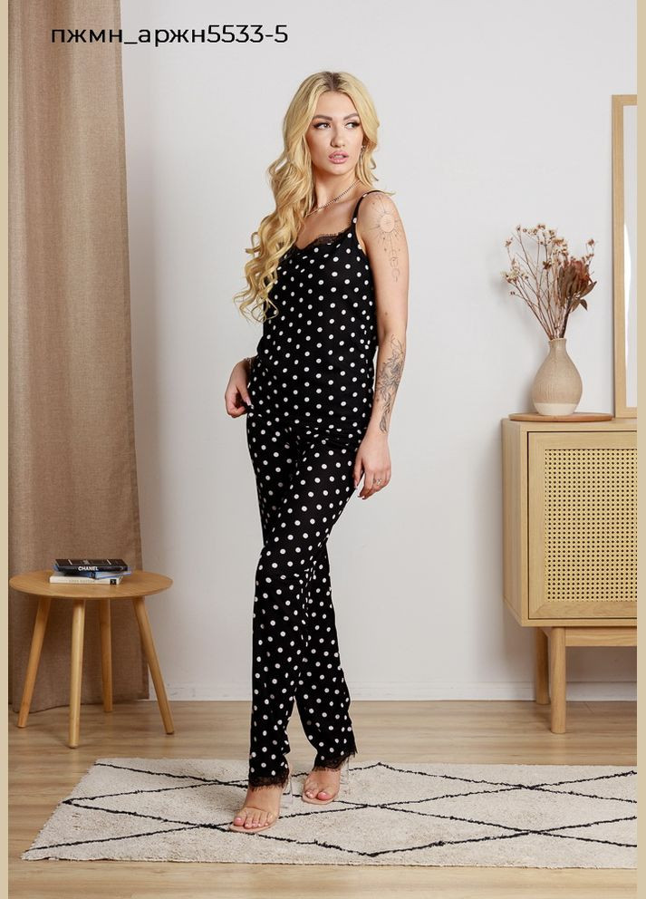 Прозорий жіночий комплект майка та брюки Pijamoni