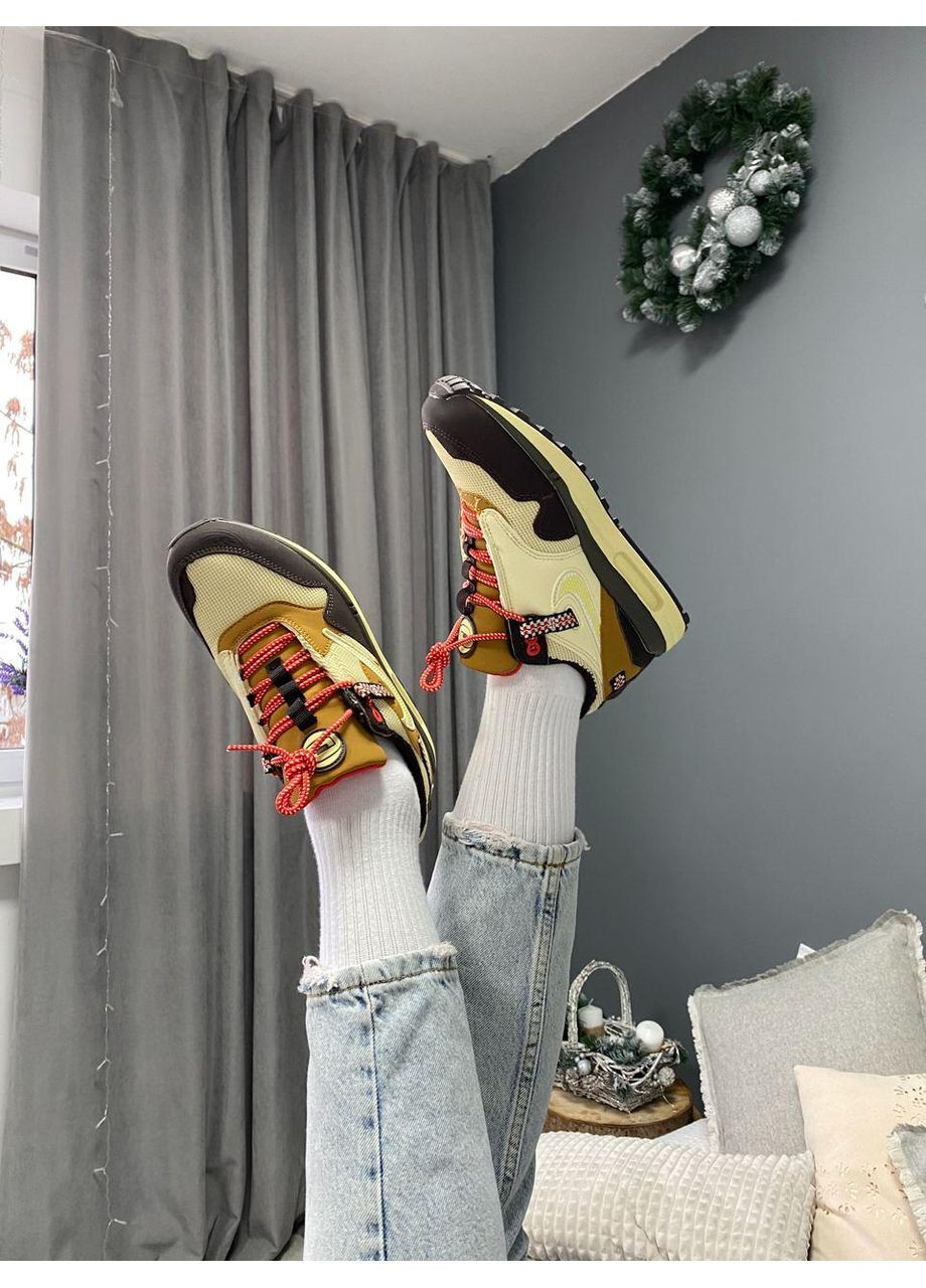 КРОССОВКИ ЖЕНСКИЕ NIKE AIR MAX 1 T.SCOTT CACTUS JACK B НАЙК АИР МАКС No Brand бежевые демисезоны (367169511)