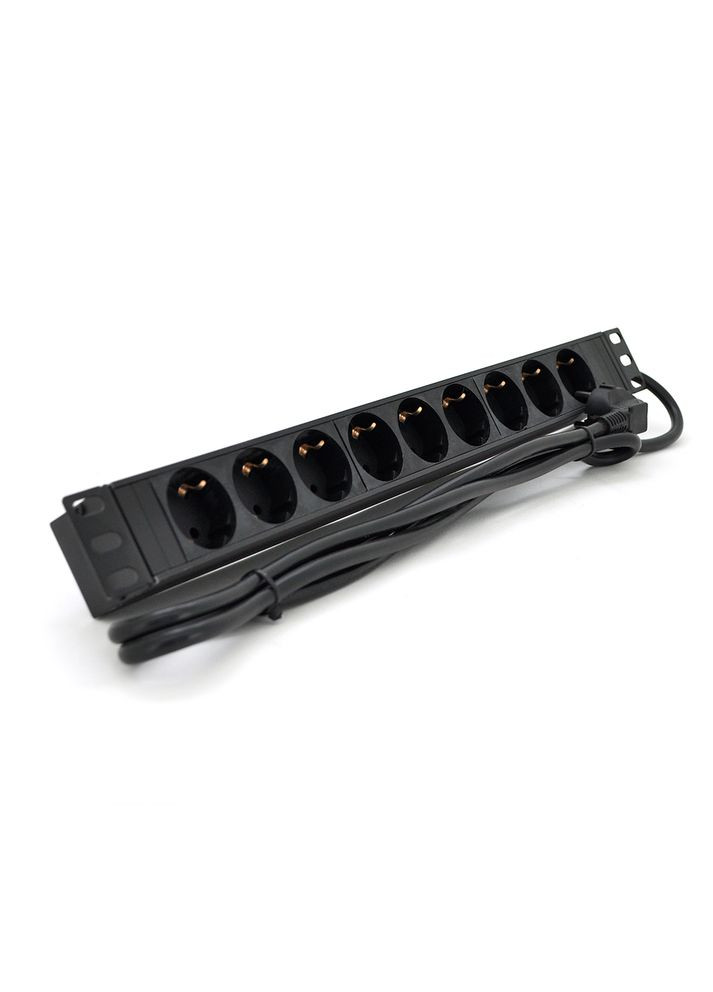 Удлинитель на 9 розеток, 220В, немецкий тип, 1U 19", алюминиевый корпус, черный длина кабеля 1,8м, Q25 Ritar (314929771)