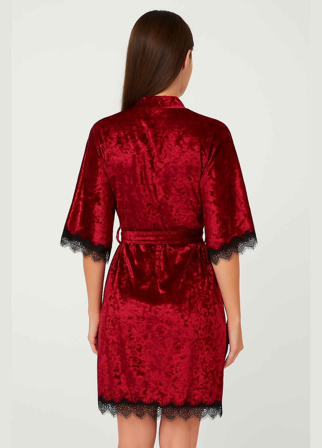 Женский велюровый халат бордо Modashoping (372013369)