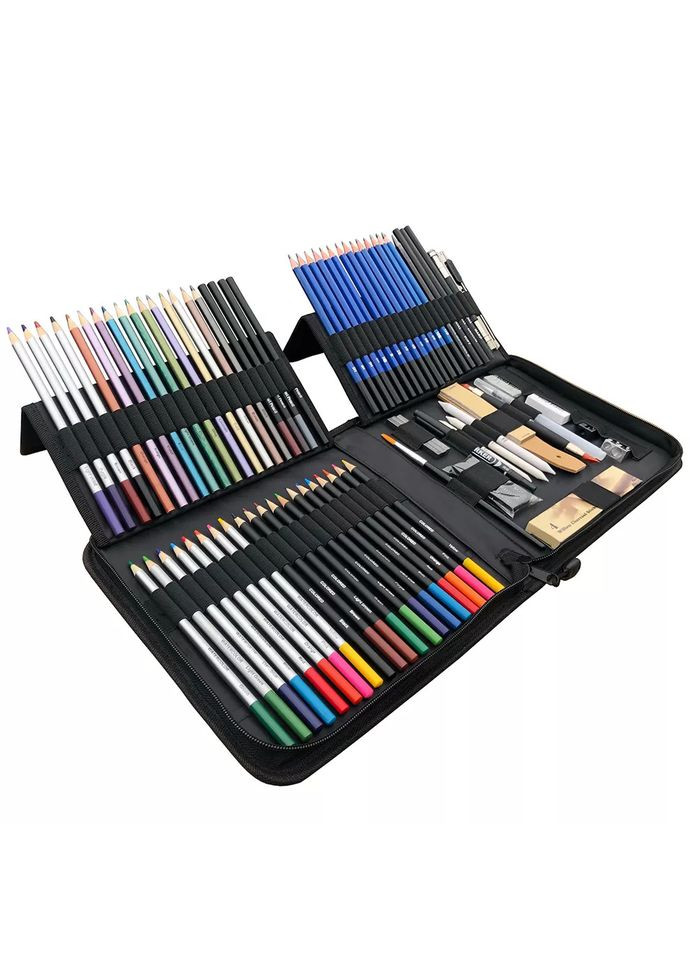 Набір для малюнку та ескізів на 85 предметів у нейлоновій сумці KALOUR (322635166)