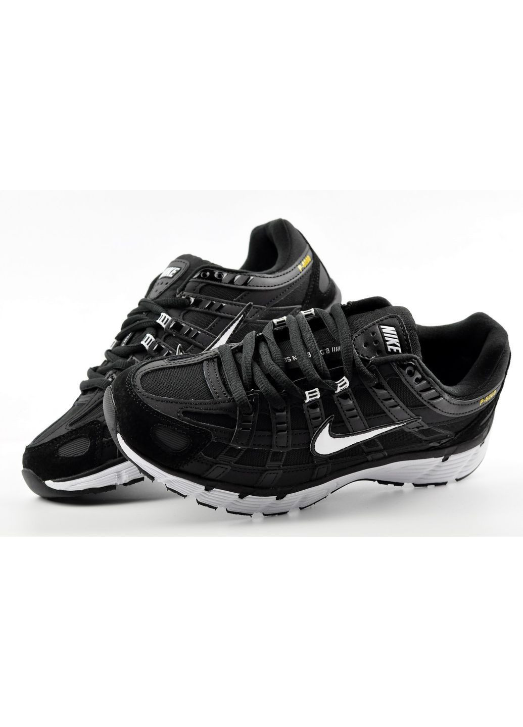 Термо унисекс кроссовки Nike P-6000 No Brand чёрно-белые зима (364929611)