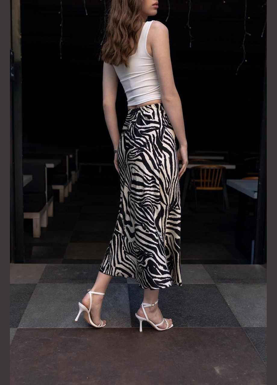 Бежевая повседневная цветочной расцветки женская шелковая юбка Avanti